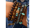 Boho Turquoise Wooden Beaded Multi Layer Bracelet