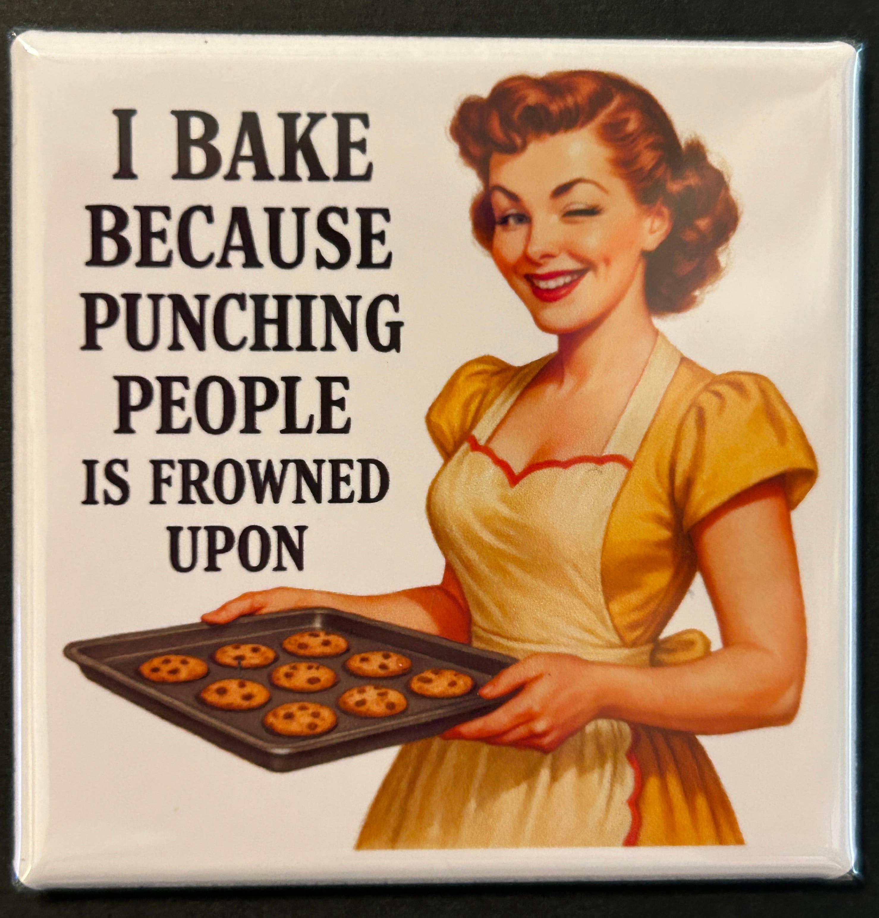 Baking vs Punching People Retro Sassy Magnet