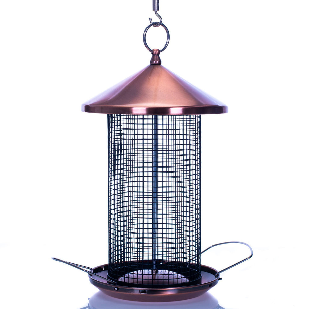 12-in Copper Finish Mesh Metal Secure Cap Cover Bird Feeder