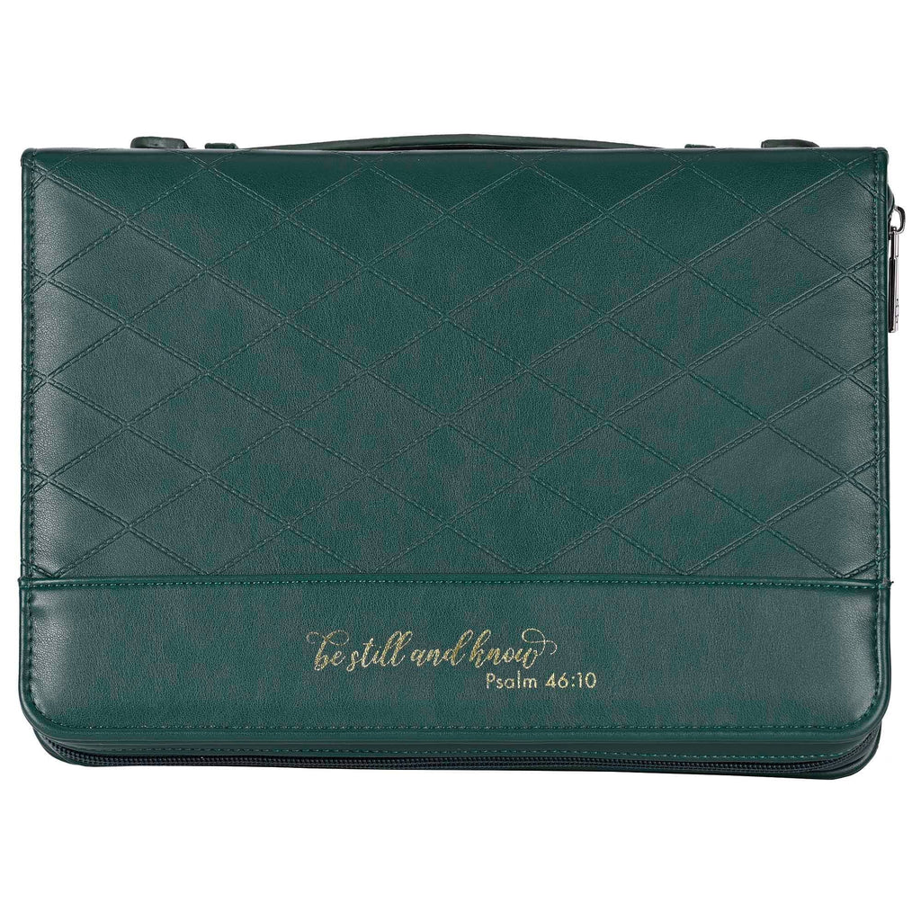 Bible Case Quilted Be Still DARK Green