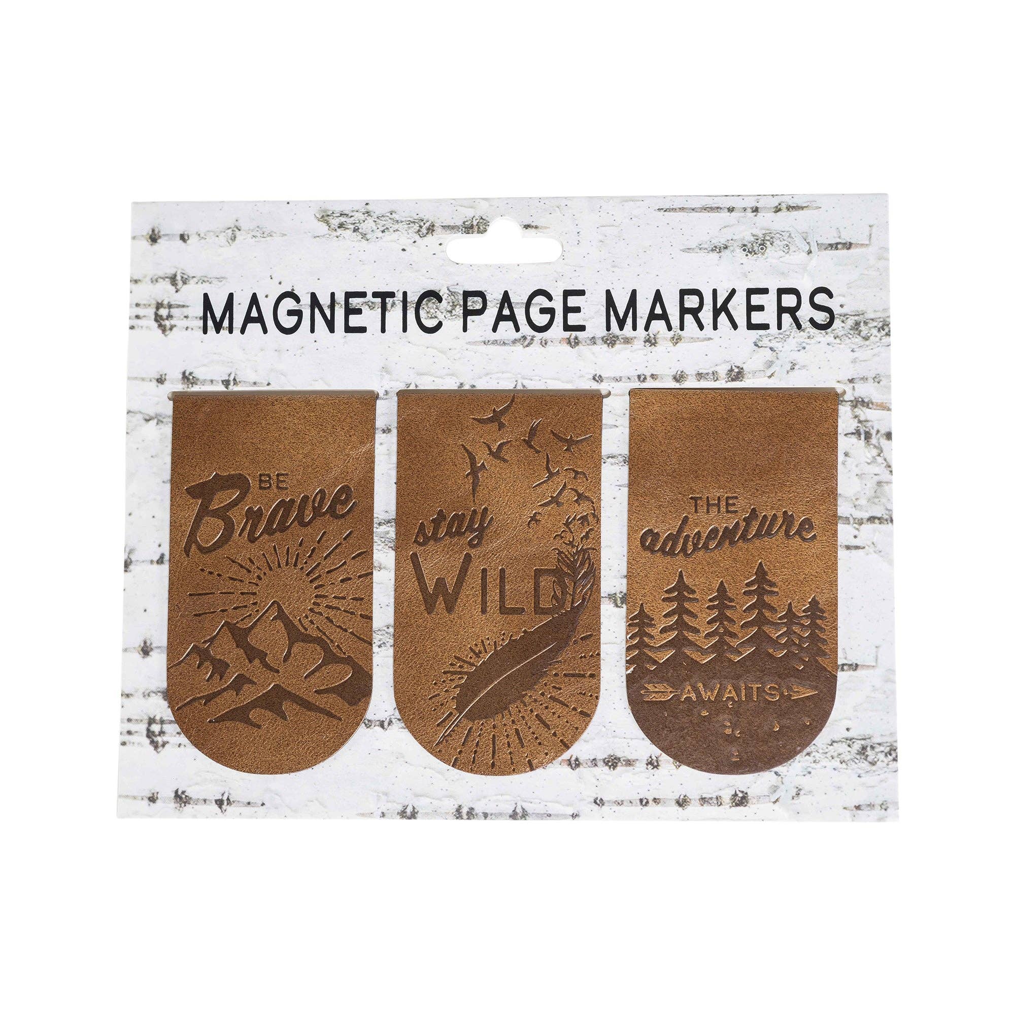 Magnetic Page Markers (3 Pc) Leather Bookmarks