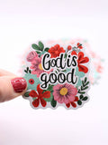 God Is Good Sticker – Christian Faith, Floral