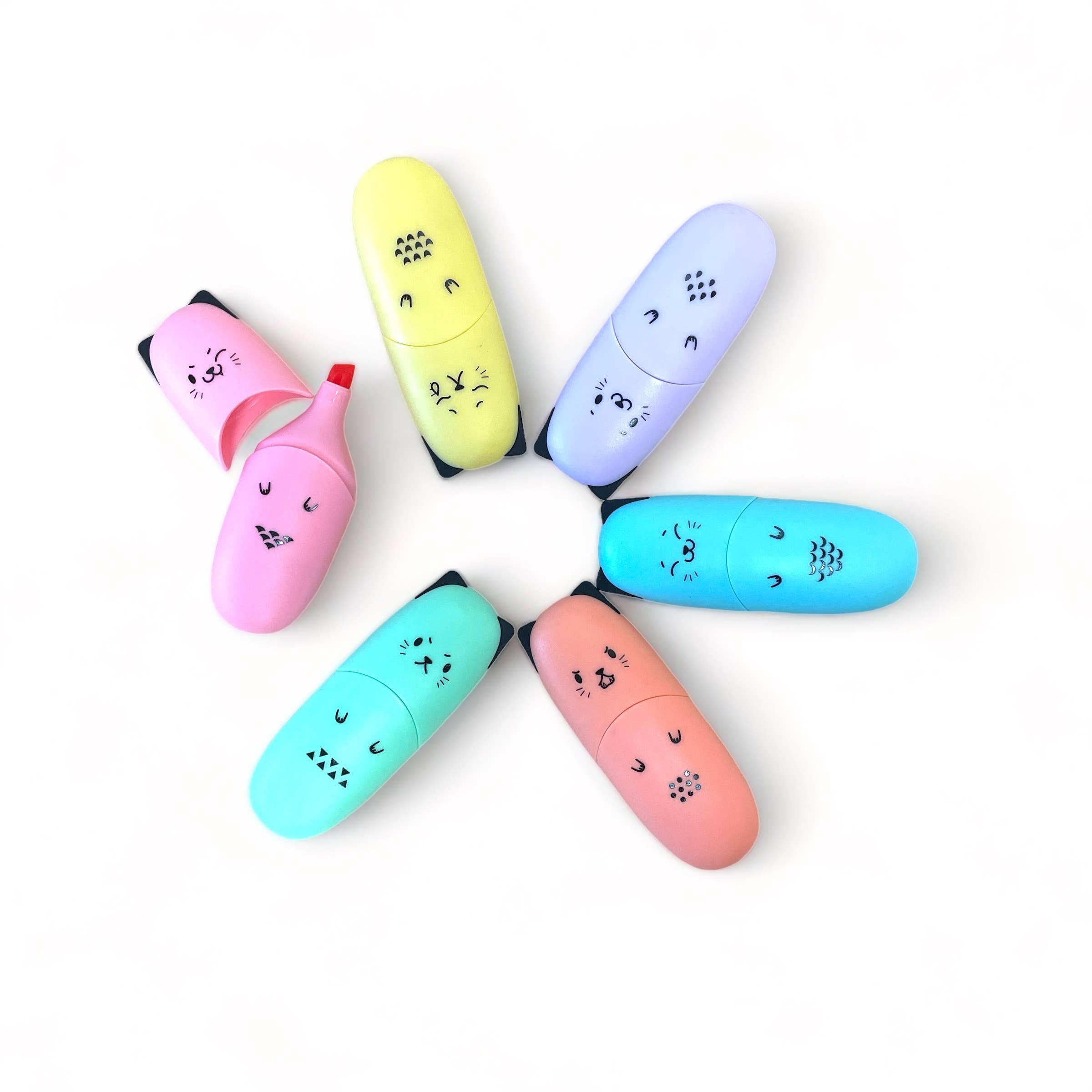 Markers Chisel Tip Fine/Broad Coloring Mini Highlighter Animal Faces