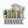 Bookaholic Book Clear Vinyl, Sticker, 3x3 in.