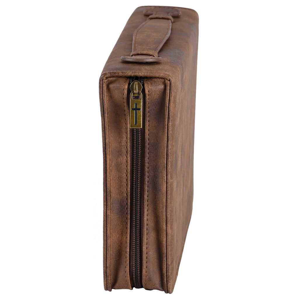 Bible Case Cross Suede-Look MARBLE Brown XLarge