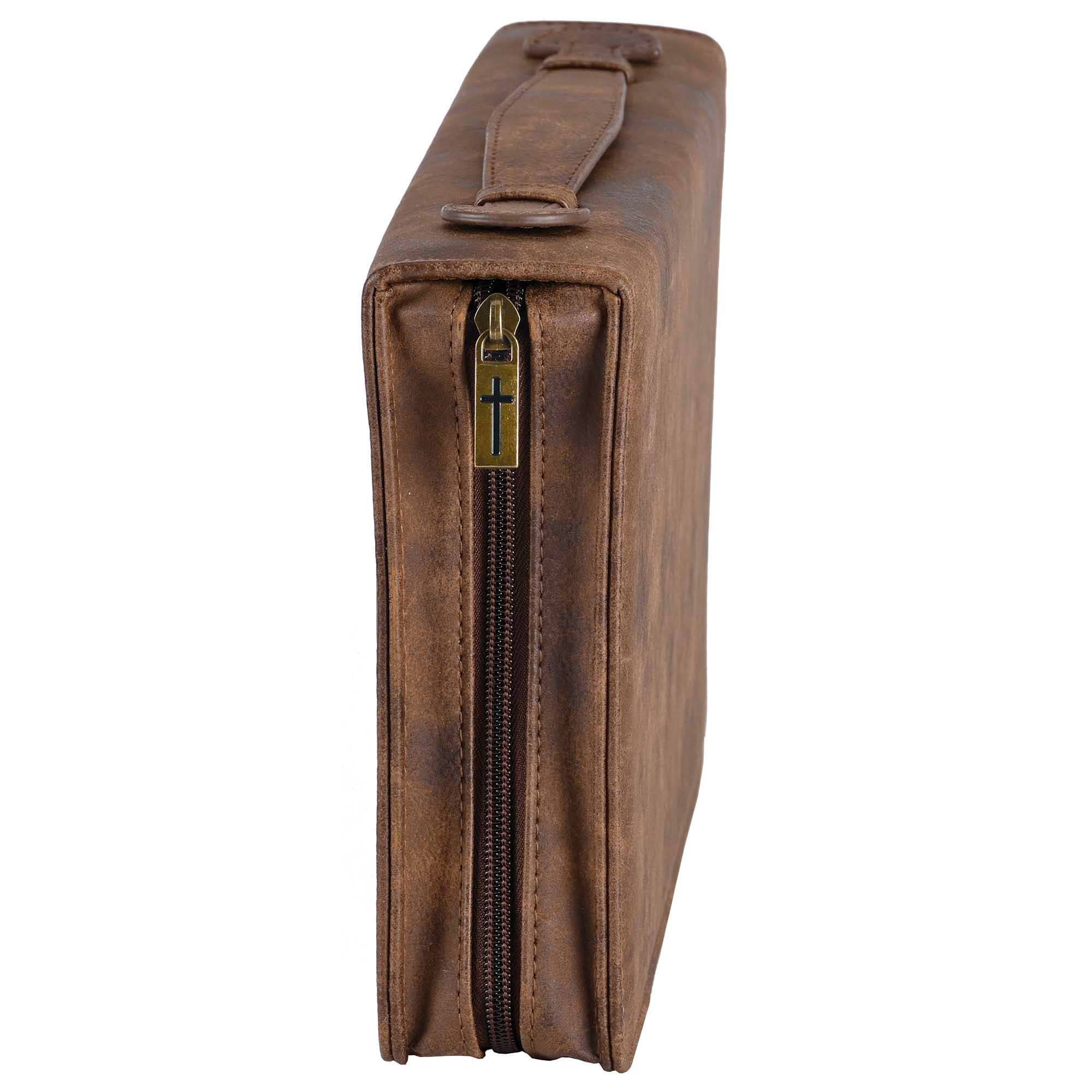 Bible Case Cross Suede-Look MARBLE Brown XLarge