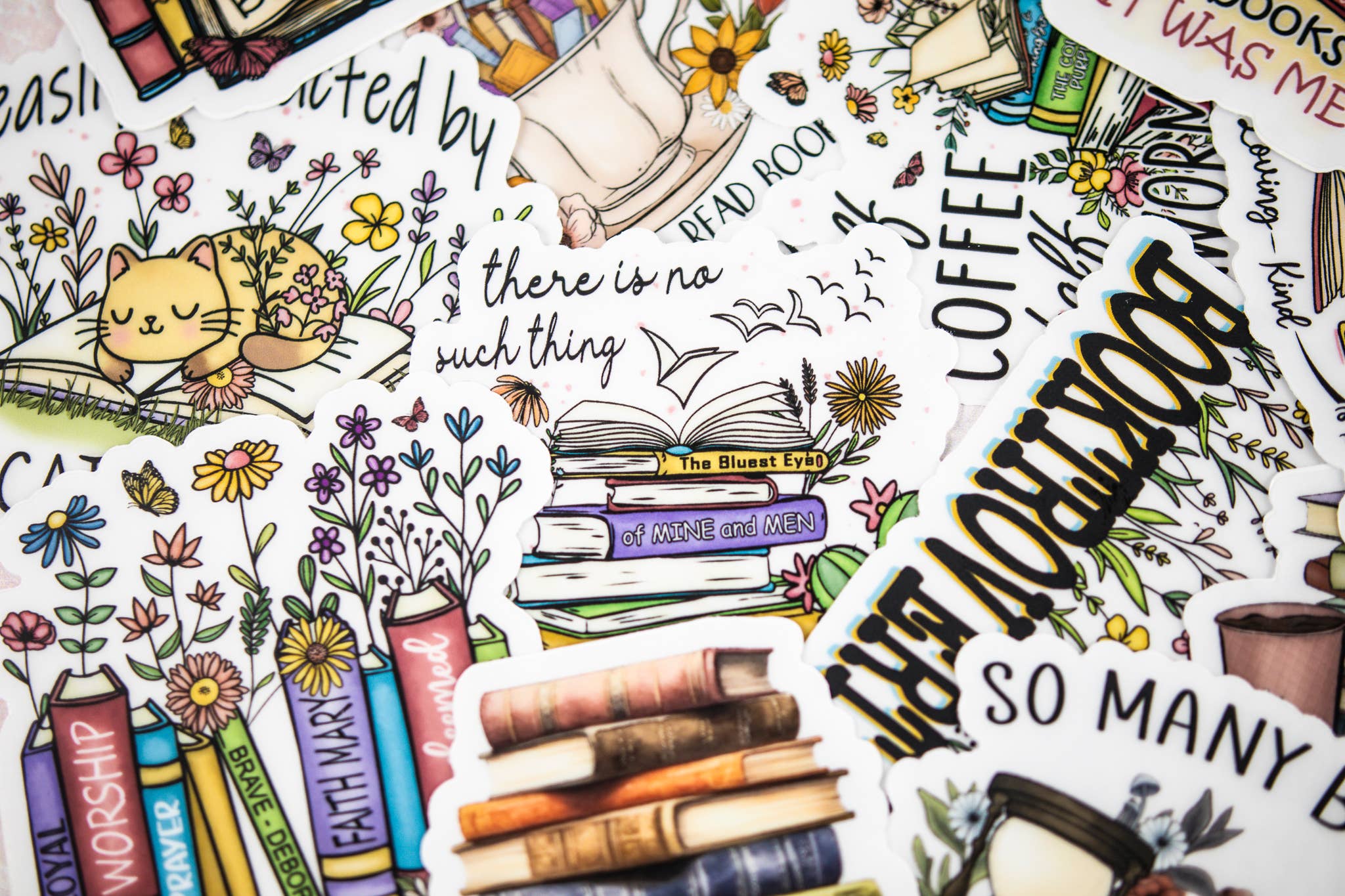 I'd Rather Be Reading, Floral Books, Vinyl Sticker, 3x3 in.