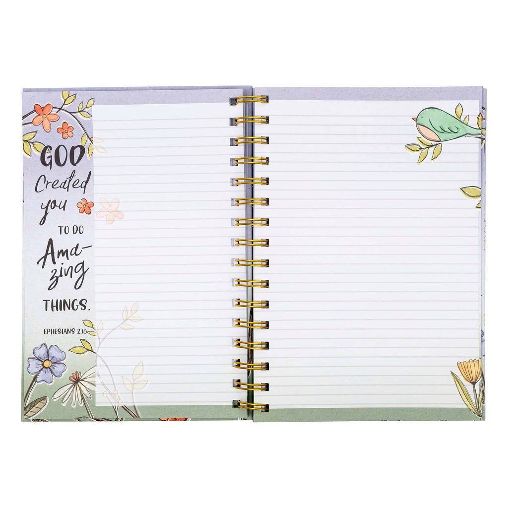 Guided Journal: Happy Flowers & Bird Rejoice (Psalm 118:24) SPIRAL