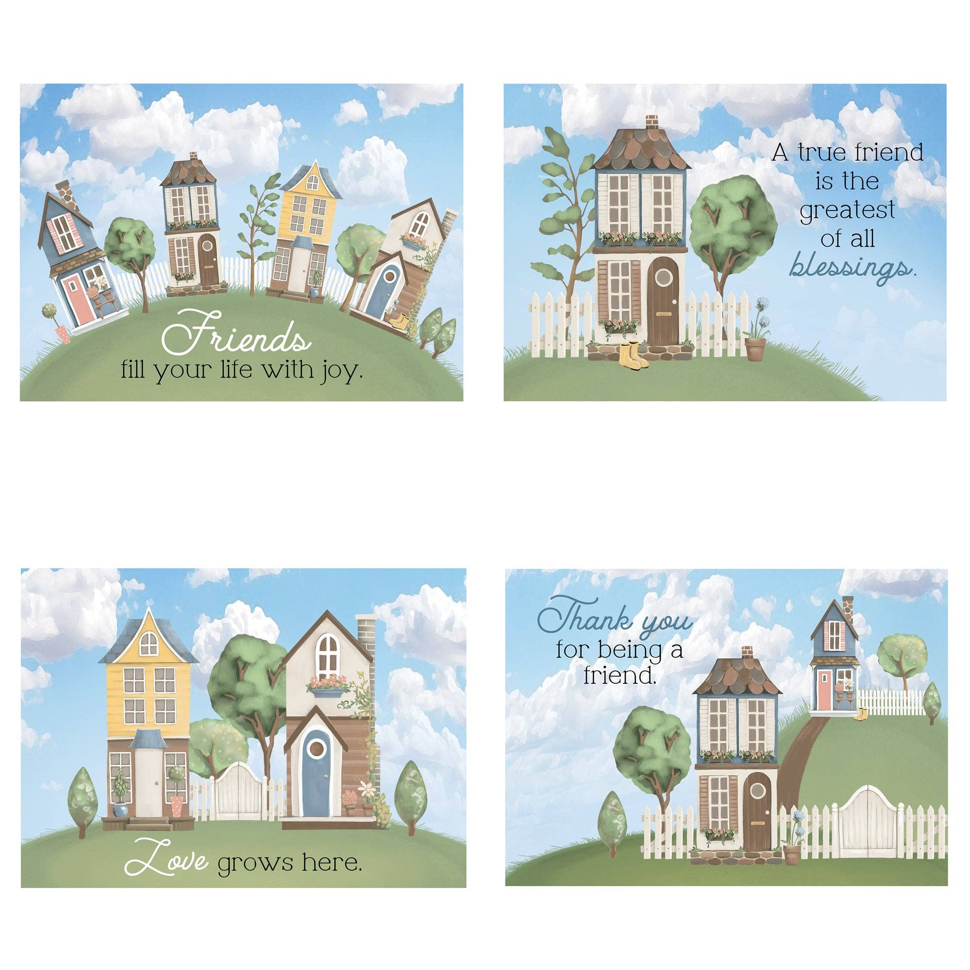 Boxed Cards: Friendship, Houses Set of 12