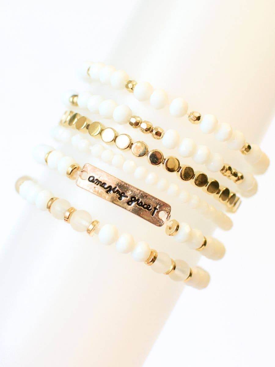 Amazing Grace Bracelet Set – Christian Jewelry, Faith Gift One Set