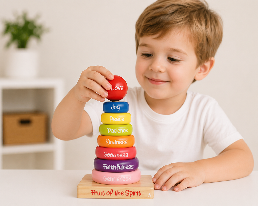 Puzzle Wood Stackable Rings - Fruit Of The Spirit