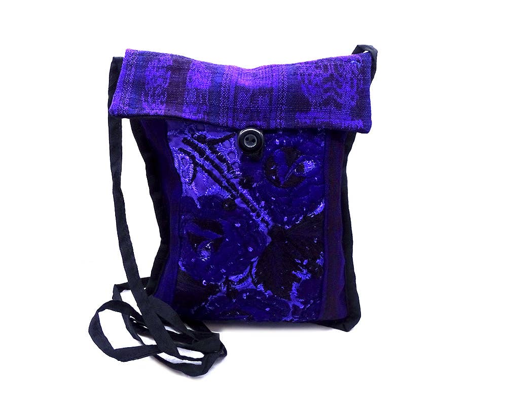 Small Embroidered Floral Plaid "Paulina" Purse Crossbody Bag ONE