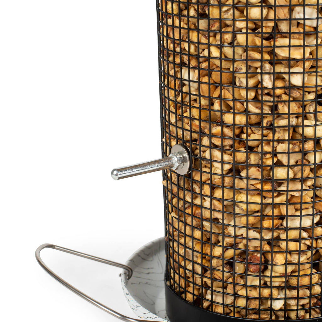 Birdfeeder 12 Inch Whitewashed Woodgrain Metal