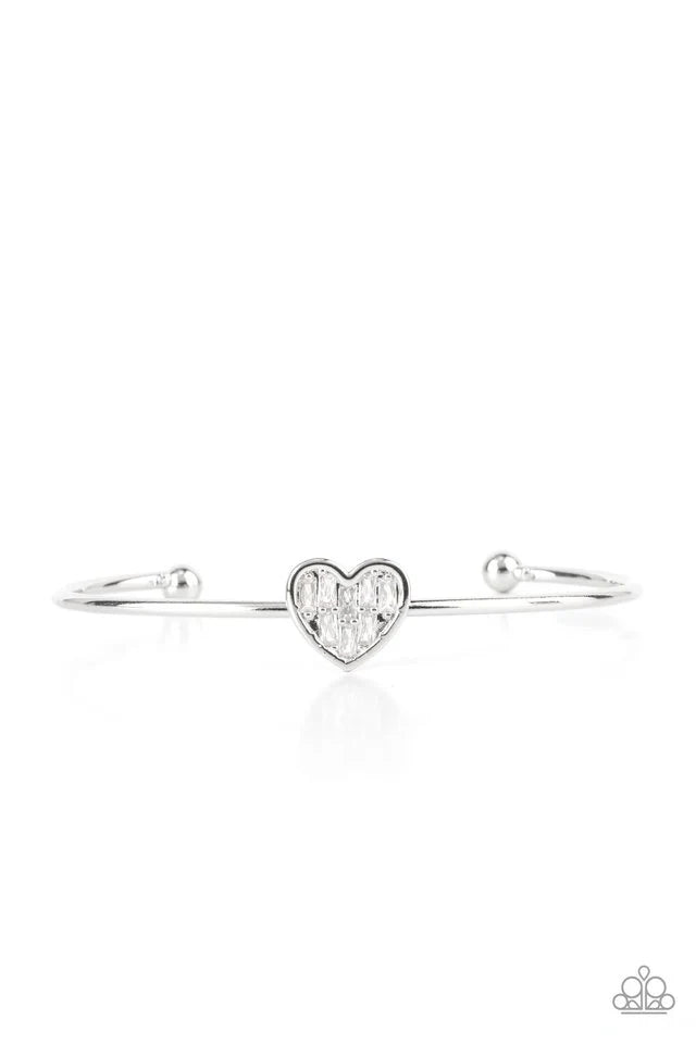 Heart of Ice - White Heart Cuff Bracelet