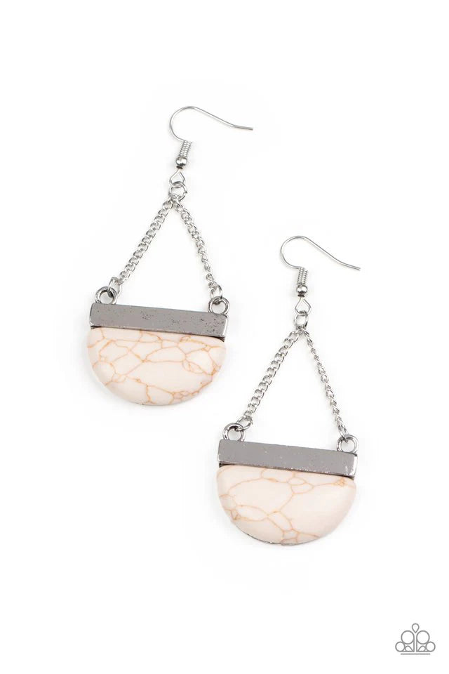 Mesa Mezzanine - White Crackle Stone Earrings
