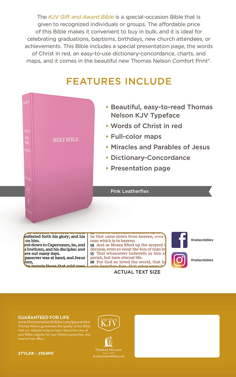 KJV Holy Bible: Gift and Award, Pink Leather-Look