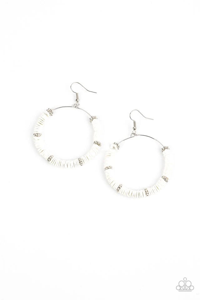 Loudly Layered - White Hoop Earring
