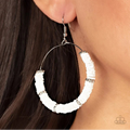 Loudly Layered - White Hoop Earring