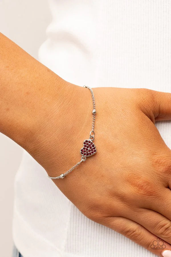 Heartachingly Adorable - Red Dainty heart Bracelet