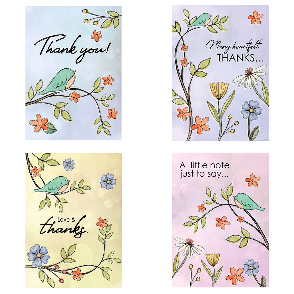 Boxed Cards: Thank you, Bird on Branch Set of 12
