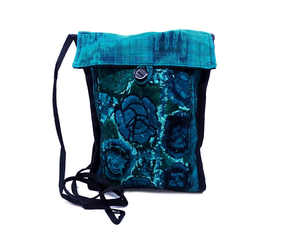 Small Embroidered Floral Plaid "Paulina" Purse Crossbody Bag ONE