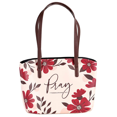 Bible Case Handled PRAY Red Flowers