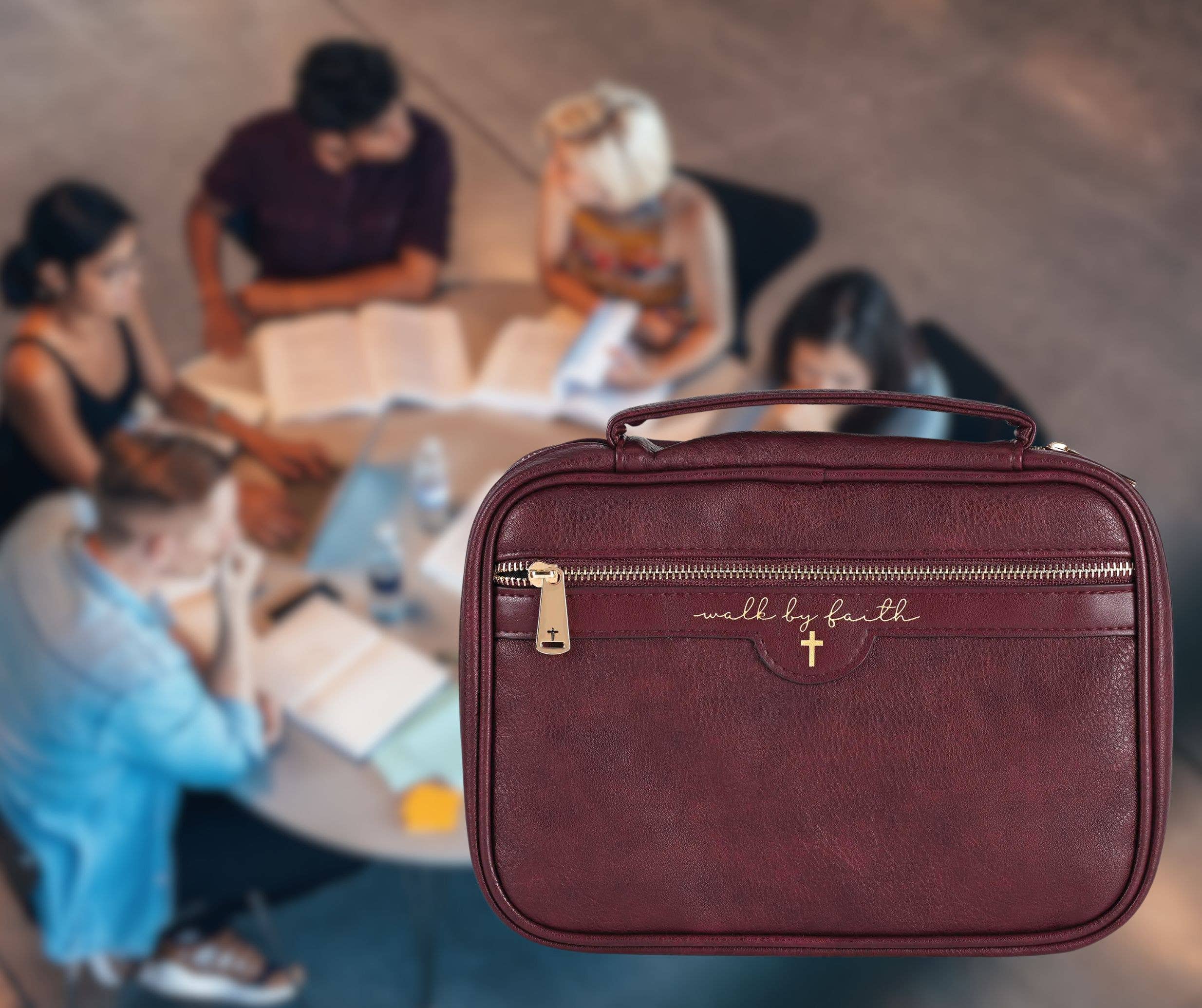 Bible Case Walk By Faith Burgundy XLarge