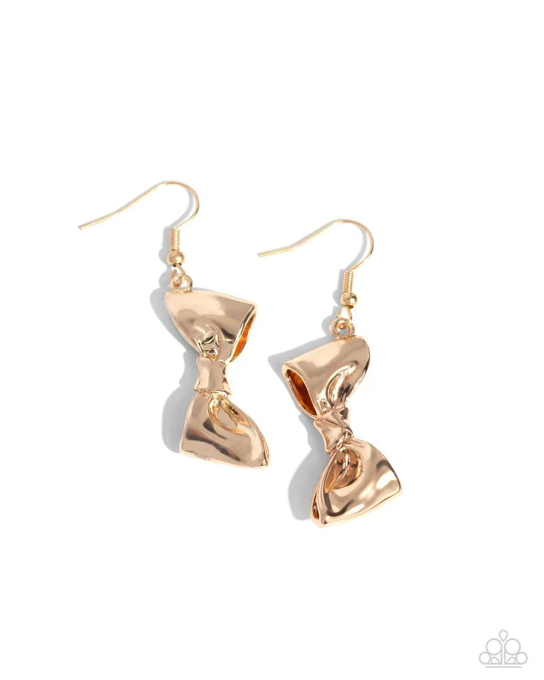 Dapper Dalliance - Gold Bow Earring