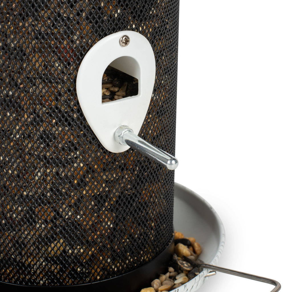 Birdfeeder 12 Inch Whitewashed Woodgrain Metal