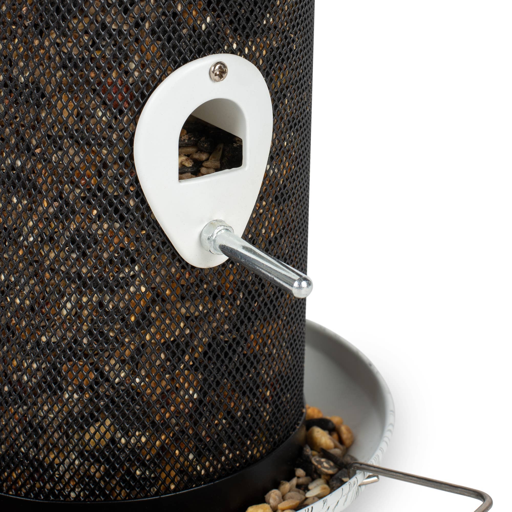 Birdfeeder 12 Inch Whitewashed Woodgrain Metal