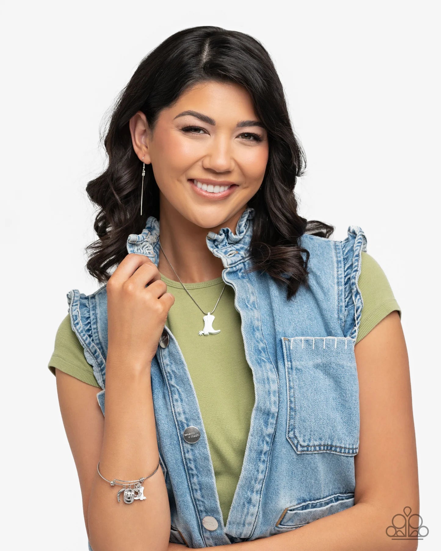 Western Necklace and Bracelet Set Silver