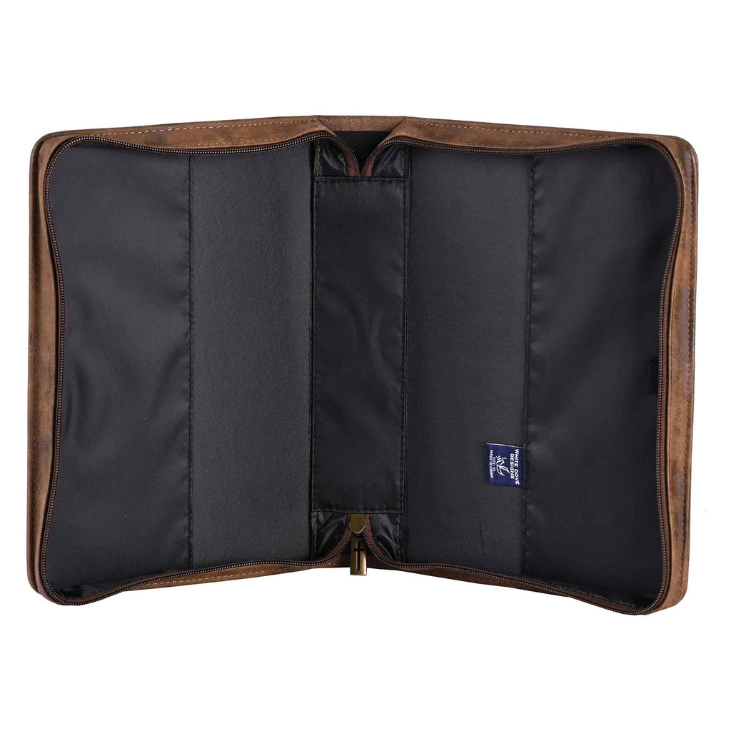 Bible Case Cross Suede-Look MARBLE Brown XLarge