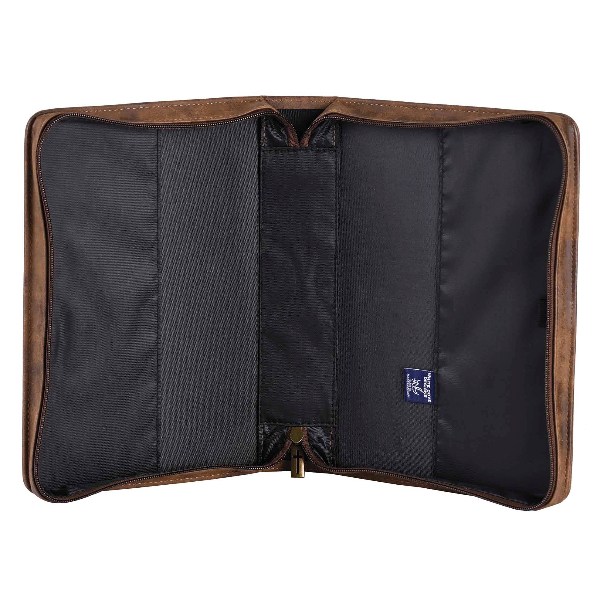 Bible Case Cross Suede-Look MARBLE Brown XLarge