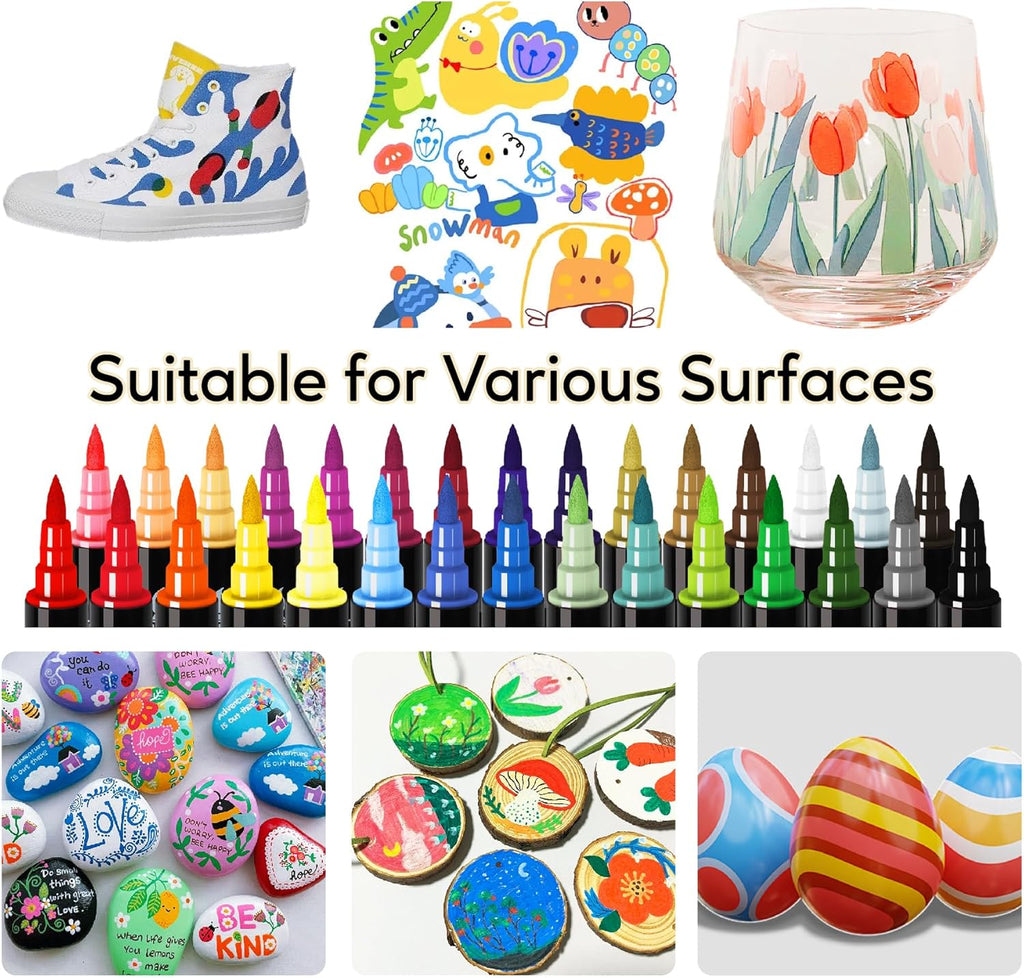 Set of 30 Acrylic Paint Markers Dual Tip