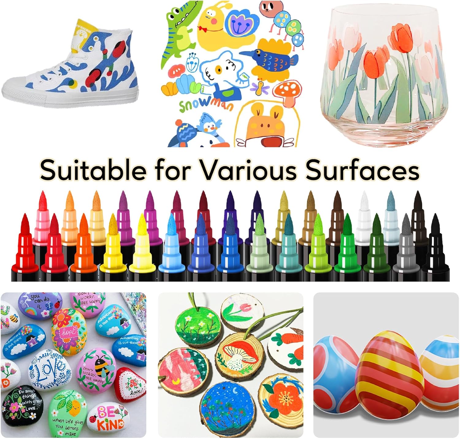 Set of 30 Acrylic Paint Markers Dual Tip