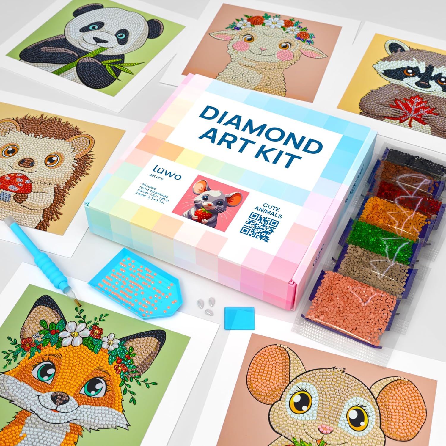 6 Pack Diamond Painting Kits for Adults – Cute Animals