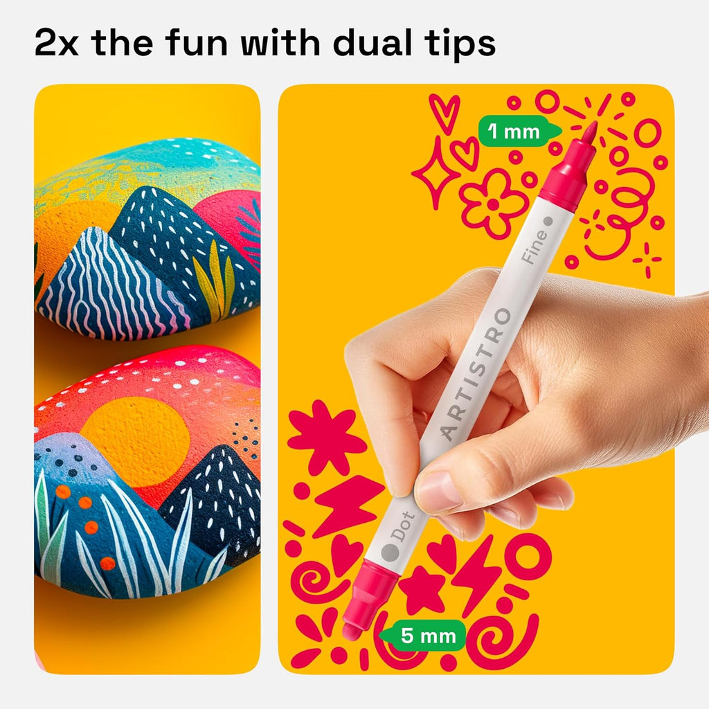 Set of 12 Acrylic Paint Markers Dual Tip