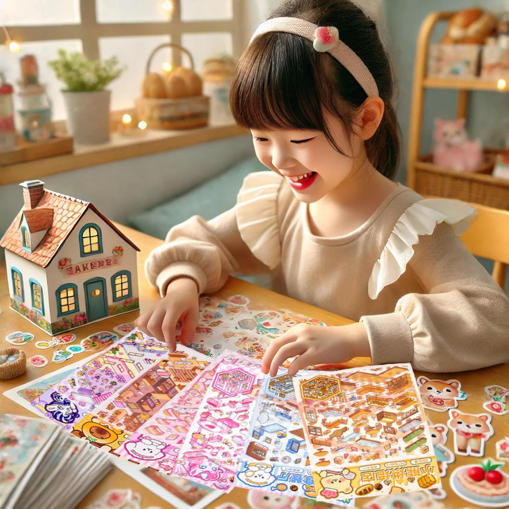 6 Sets of Make Your Own Mini Room Scene Stickers for Kids