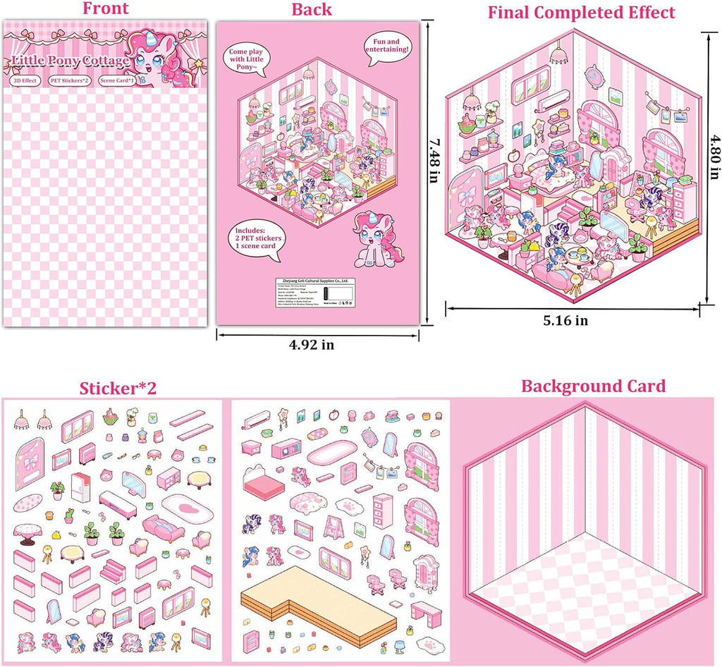 6 Sets of Make Your Own Mini Room Scene Stickers for Kids