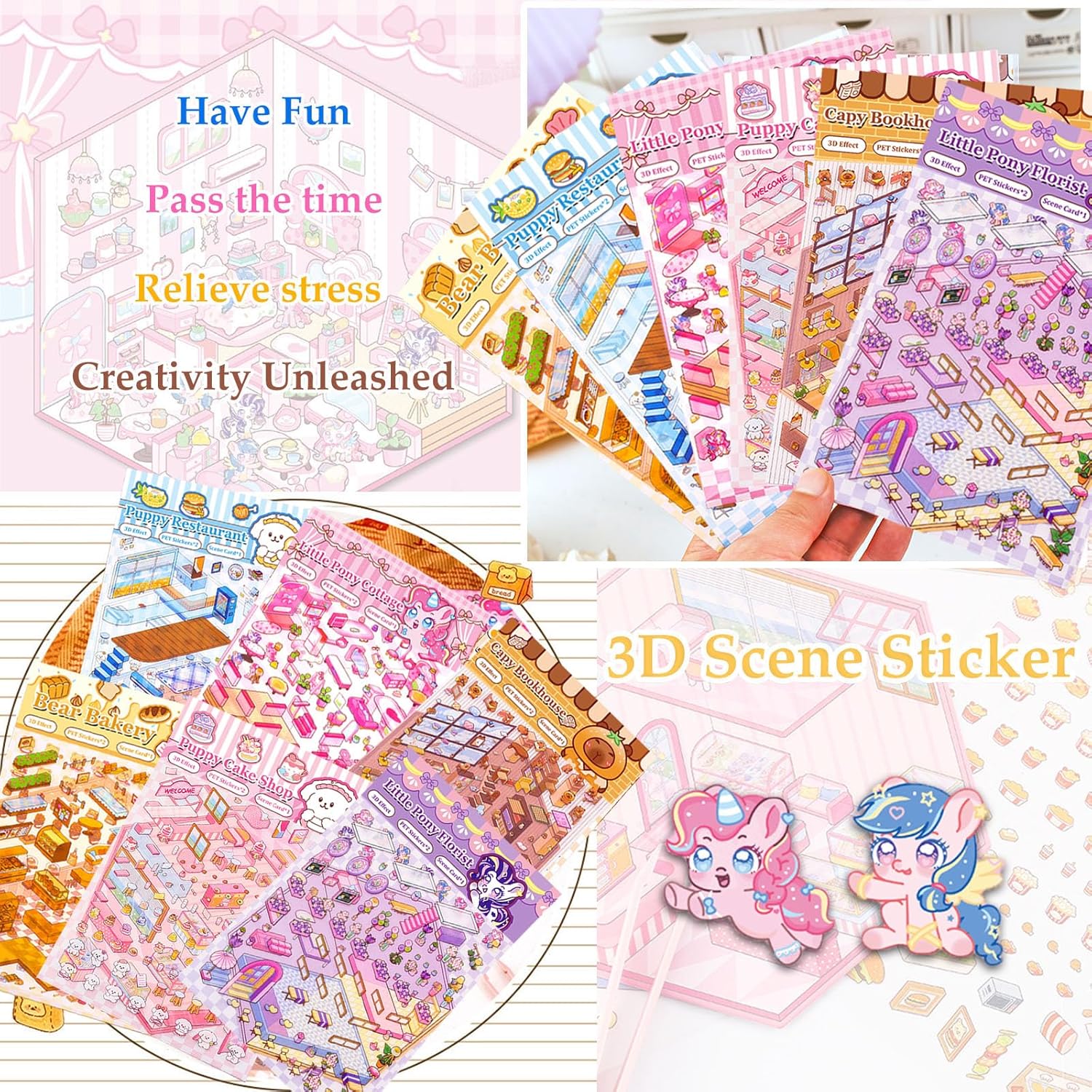 6 Sets of Make Your Own Mini Room Scene Stickers for Kids