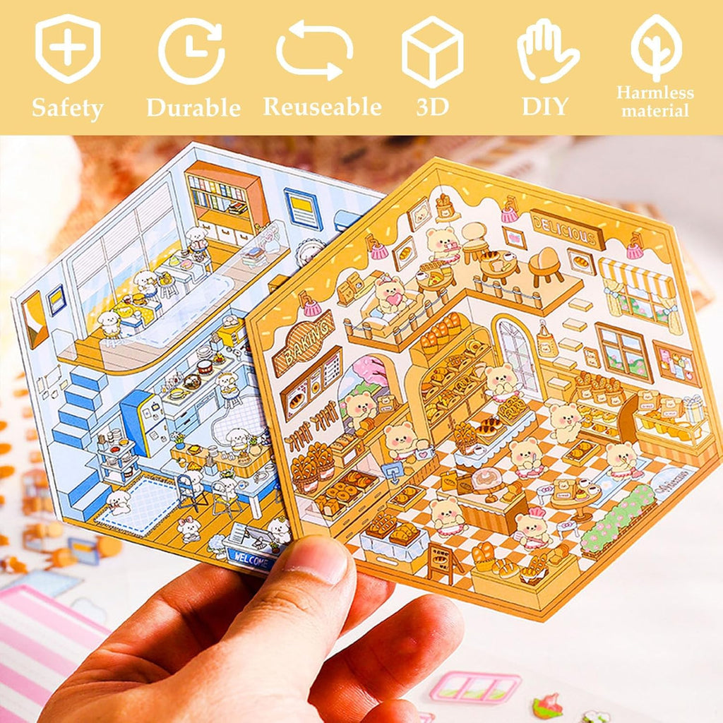 6 Sets of Make Your Own Mini Room Scene Stickers for Kids