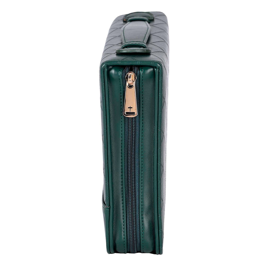 Bible Case Quilted Be Still DARK Green