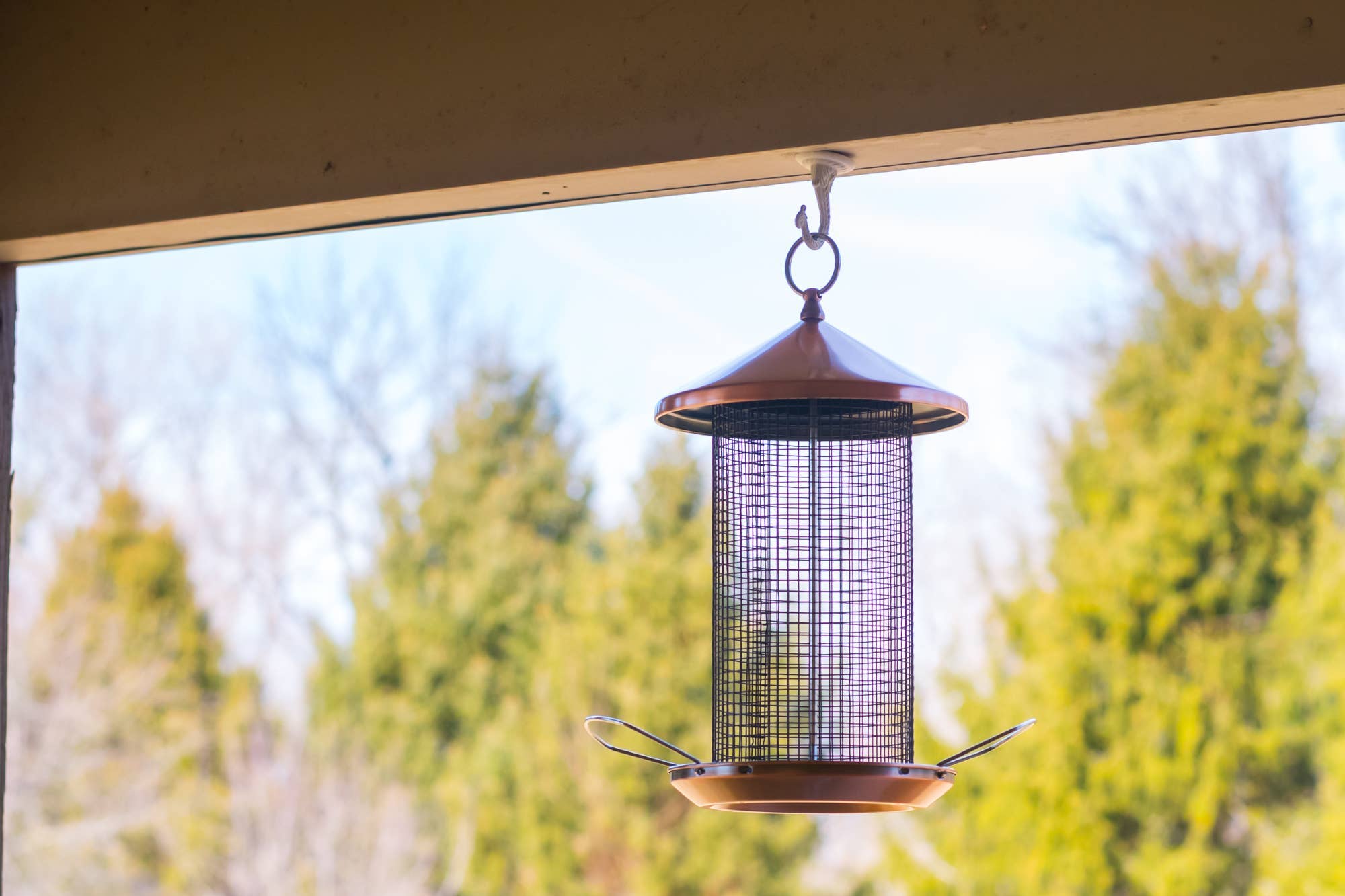 12-in Copper Finish Mesh Metal Secure Cap Cover Bird Feeder