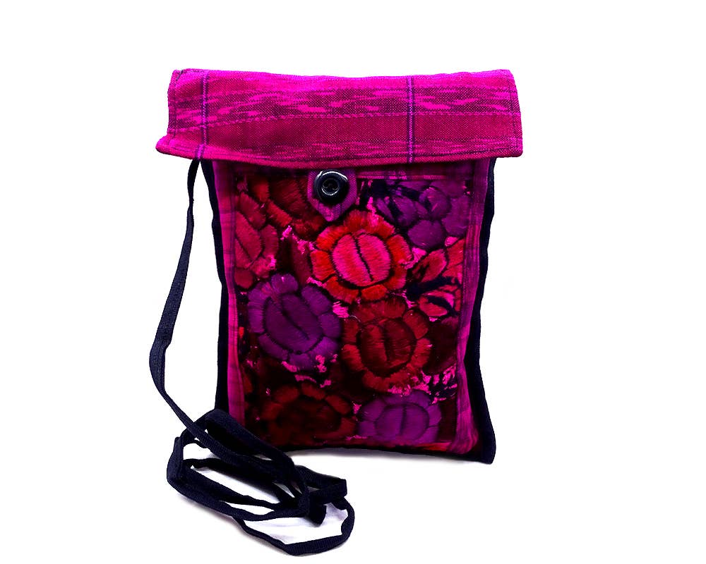 Small Embroidered Floral Plaid "Paulina" Purse Crossbody Bag ONE