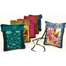 Small Embroidered Floral Plaid "Paulina" Purse Crossbody Bag ONE