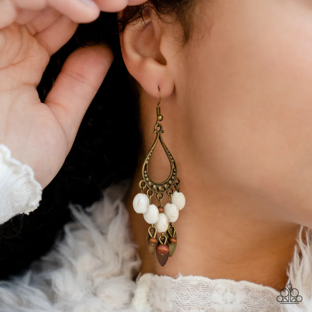 Adobe Air - white and brass earrings