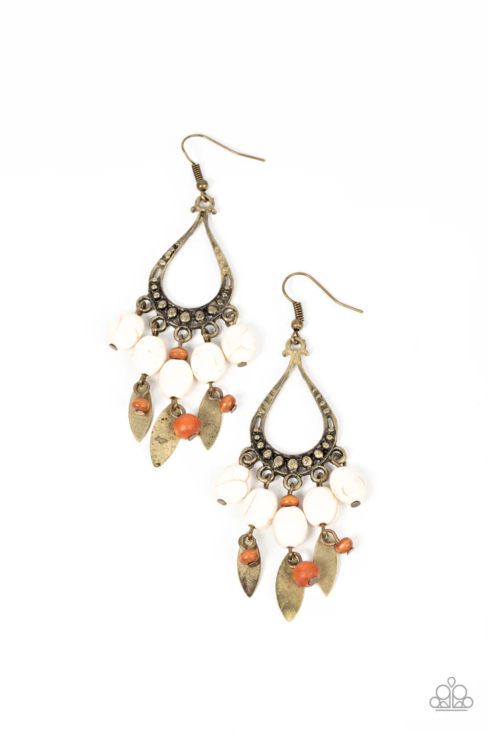 Adobe Air - white and brass earrings