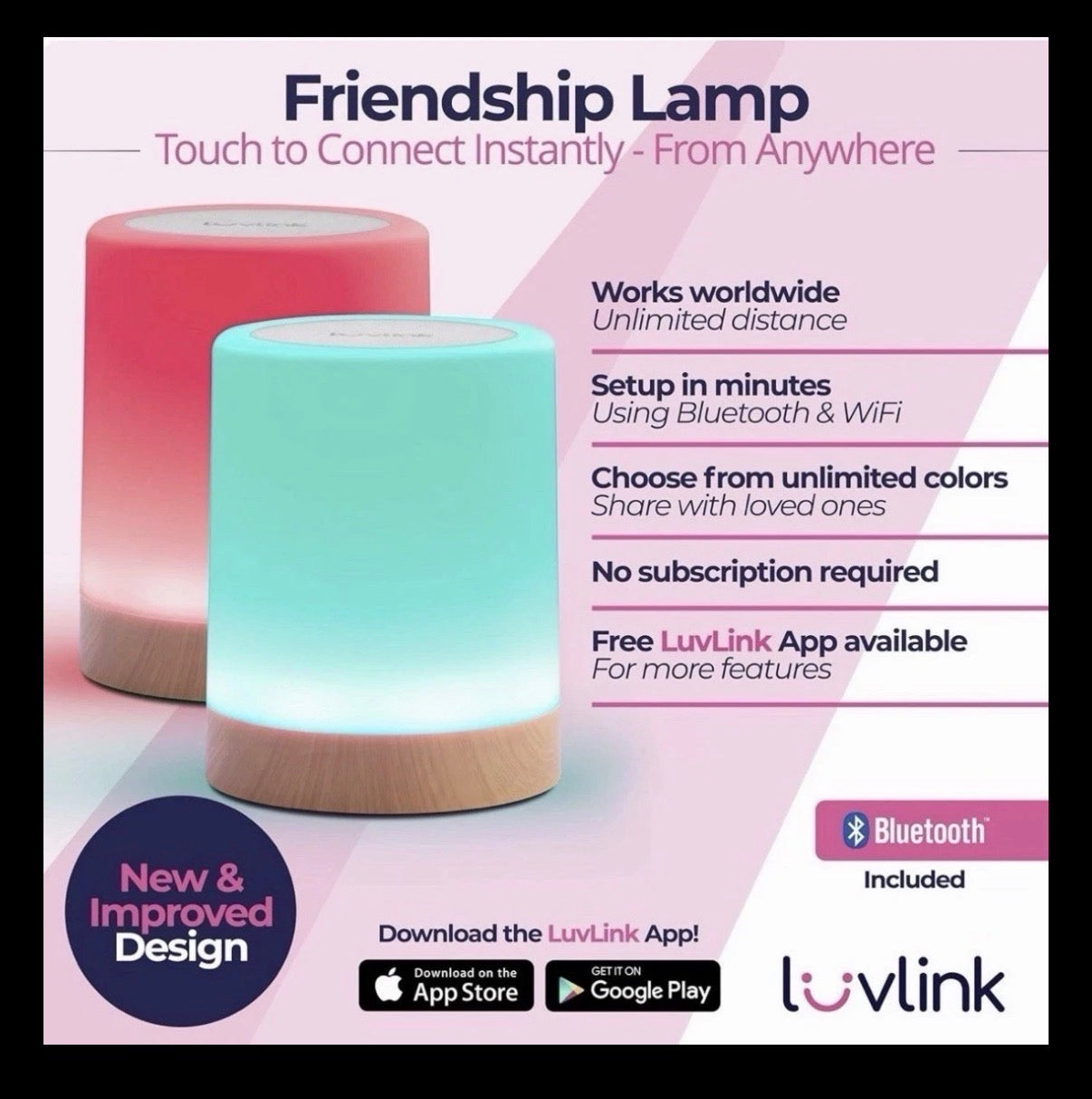 Luv Link Friendship Lamps v2.0 ONE WiFi Touch Lamps Long Distance NEW