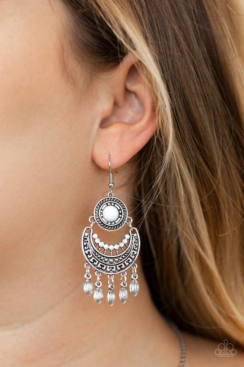 Mantra to Mantra - White Earrings