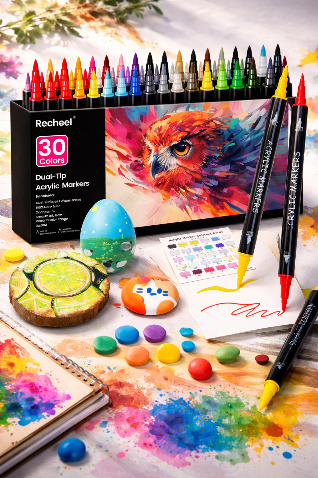 Set of 30 Acrylic Paint Markers Dual Tip